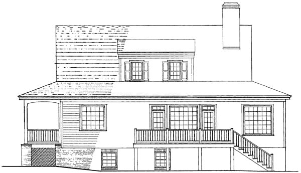 Colonial Cottage Country Craftsman Farmhouse Southern Traditional Rear Elevation of Plan 86236