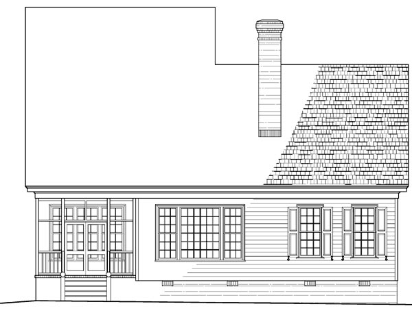 Colonial Southern Traditional Rear Elevation of Plan 86239