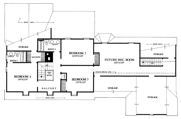 Colonial Cottage Country Traditional Level Two of Plan 86241