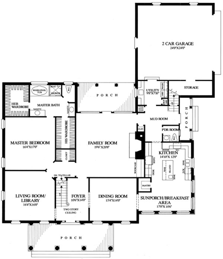 Colonial Plantation Southern Level One of Plan 86242