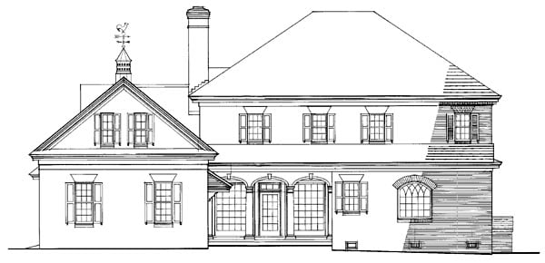 Colonial Plantation Southern Rear Elevation of Plan 86242