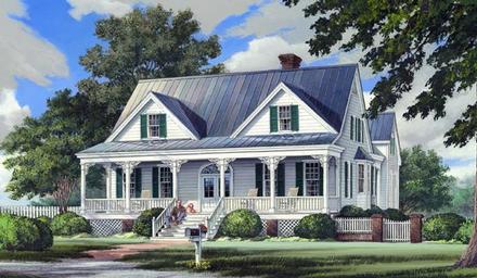 Country Farmhouse Southern Elevation of Plan 86244