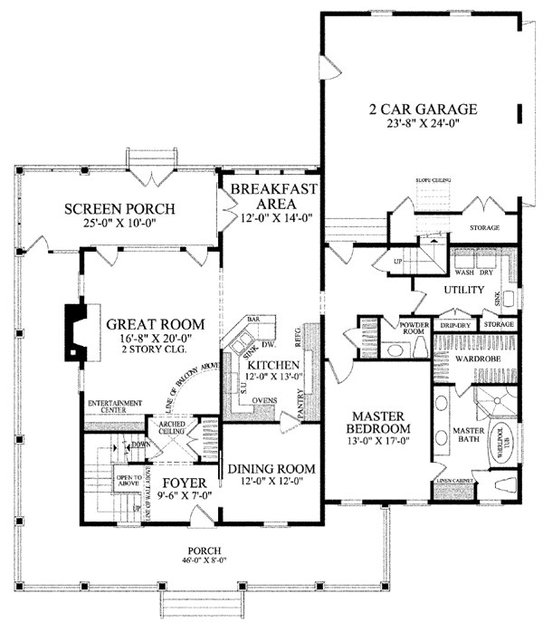 Country Farmhouse Southern Level One of Plan 86245