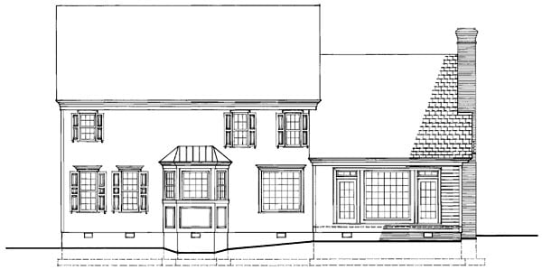 Colonial Rear Elevation of Plan 86249