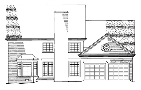 Colonial Traditional Rear Elevation of Plan 86254