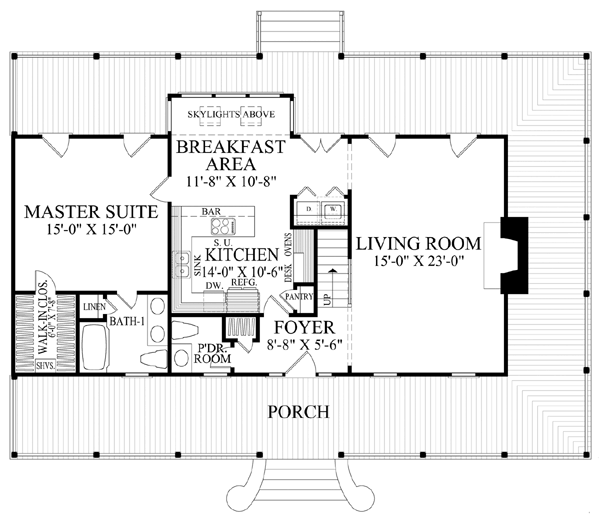 Farmhouse Traditional Level One of Plan 86257