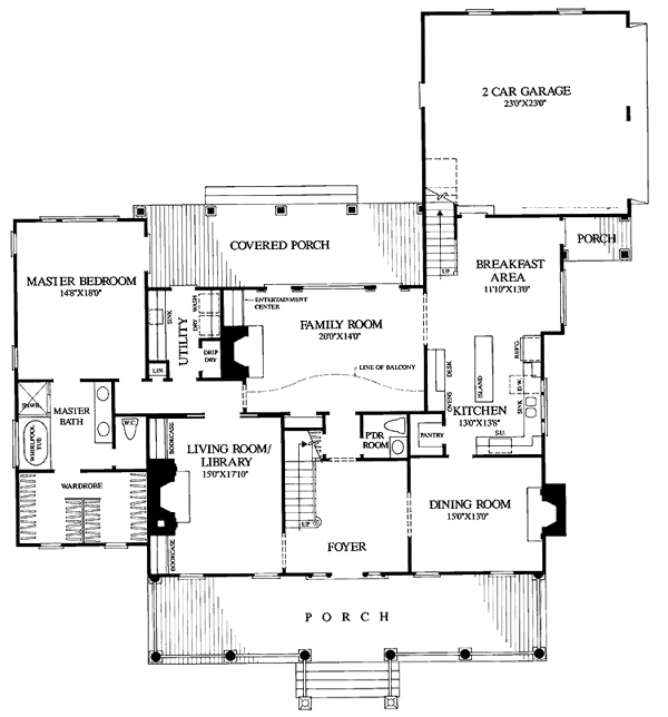 Colonial Cottage Country Farmhouse Southern Traditional Level One of Plan 86262
