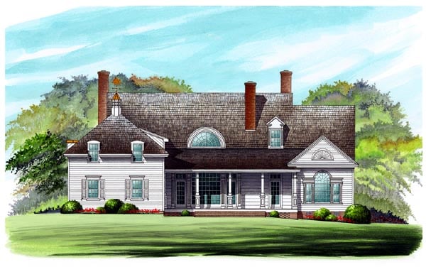 Colonial Cottage Country Farmhouse Southern Traditional Rear Elevation of Plan 86262