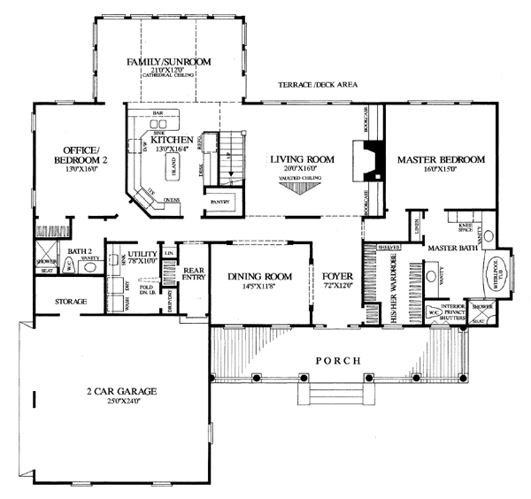 Colonial Farmhouse Southern Traditional Level One of Plan 86268