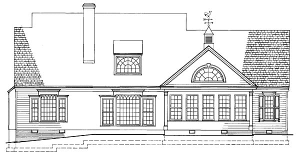 Colonial Farmhouse Southern Traditional Rear Elevation of Plan 86268