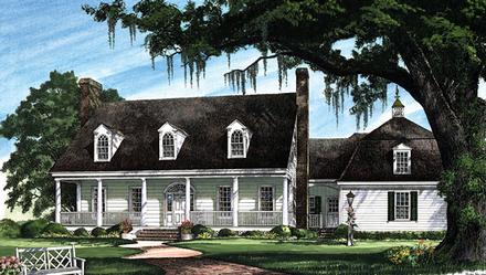 Cape Cod Colonial Cottage Country Plantation Southern Elevation of Plan 86270
