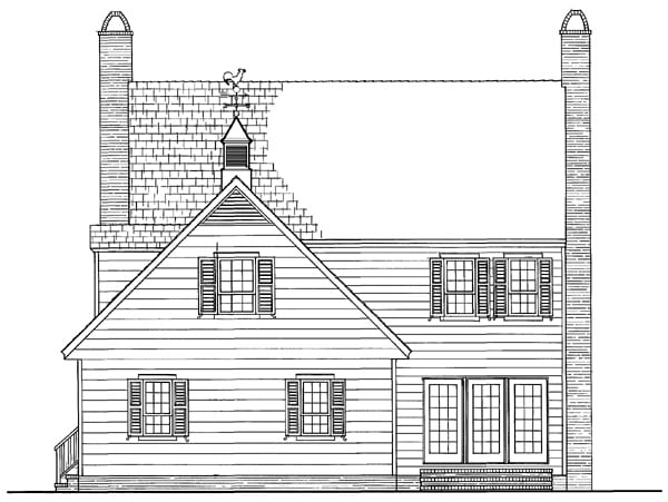 Colonial Traditional Rear Elevation of Plan 86272