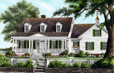 Colonial Cottage Country Southern Elevation of Plan 86273