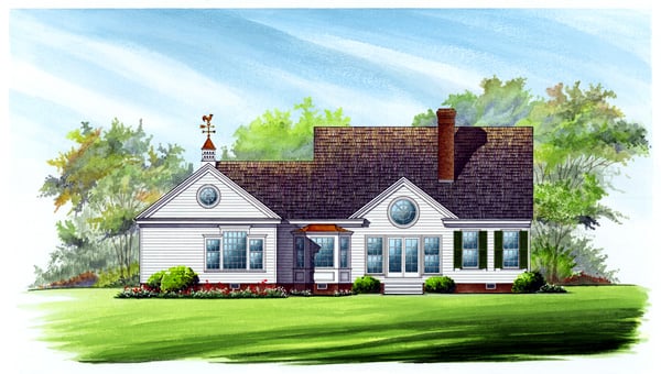 Colonial Cottage Country Southern Rear Elevation of Plan 86273