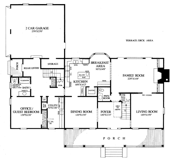 Colonial Cottage Country Farmhouse Southern Traditional Level One of Plan 86277