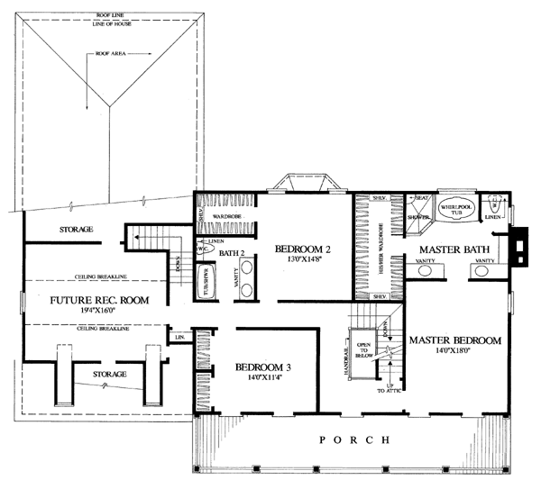 Colonial Cottage Country Farmhouse Southern Traditional Level Two of Plan 86277