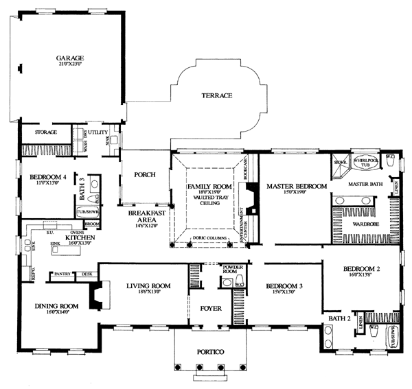 Colonial Southern Traditional Level One of Plan 86279