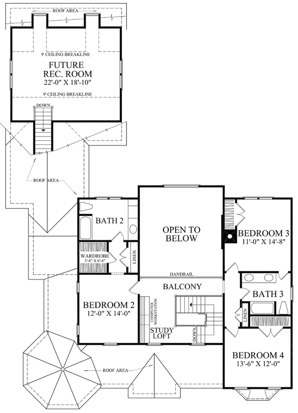 Colonial Farmhouse Southern Victorian Level Two of Plan 86280