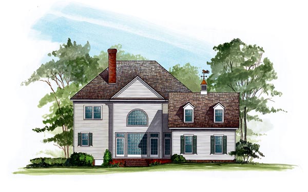 Colonial Farmhouse Southern Victorian Rear Elevation of Plan 86280