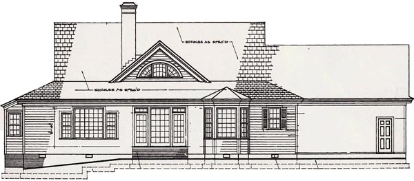 Country Southern Rear Elevation of Plan 86281