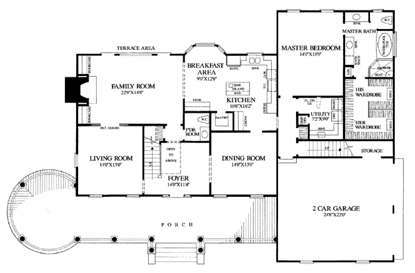 Colonial Country Farmhouse Victorian Level One of Plan 86282