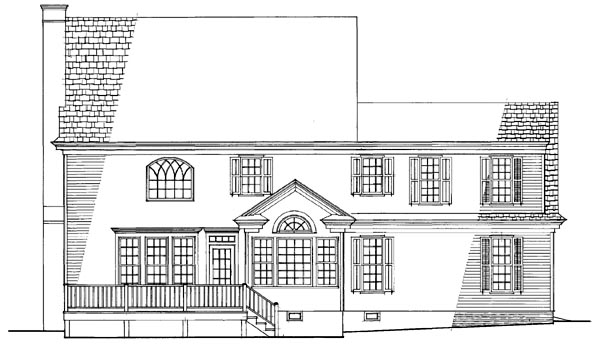 Traditional Rear Elevation of Plan 86284