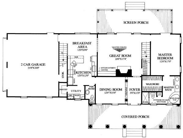 Colonial Southern Traditional Level One of Plan 86286