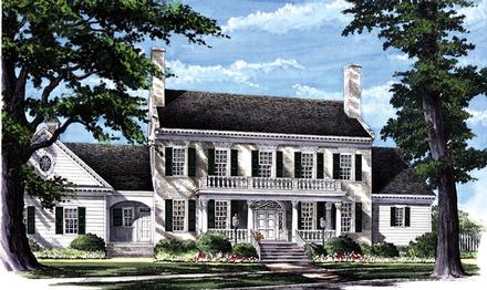 Colonial Plantation Southern Elevation of Plan 86287