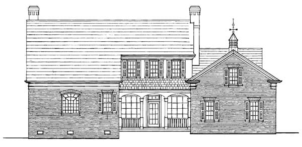 Traditional Plan with 3353 Sq. Ft., 4 Bedrooms, 4 Bathrooms, 2 Car Garage Rear Elevation