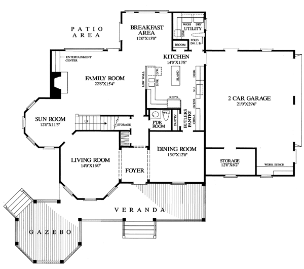 Farmhouse Southern Victorian Level One of Plan 86291