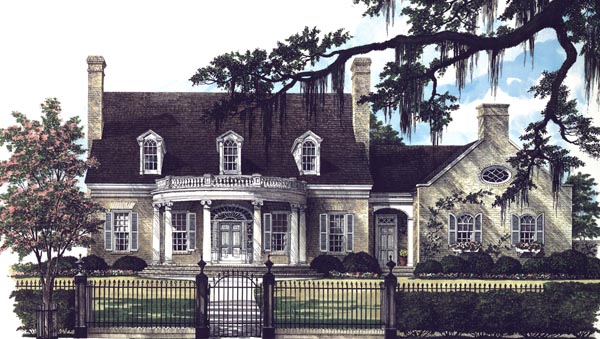 Colonial, Southern, Traditional Plan with 3329 Sq. Ft., 4 Bedrooms, 4 Bathrooms, 2 Car Garage Elevation