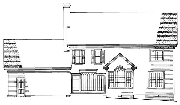 Traditional Rear Elevation of Plan 86294