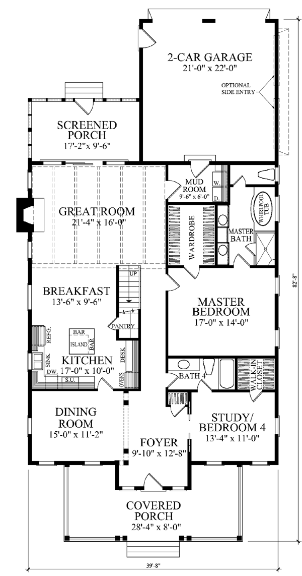 Cottage Country Farmhouse Level One of Plan 86295