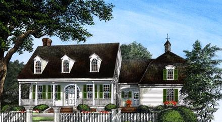 Colonial Cottage Country Farmhouse Southern Elevation of Plan 86296