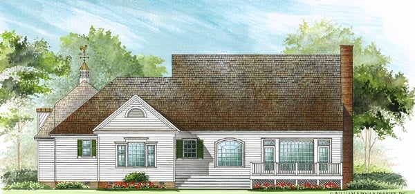 Colonial Cottage Country Farmhouse Southern Rear Elevation of Plan 86296