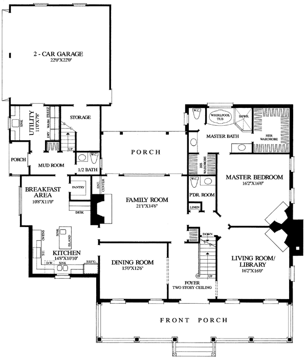 Colonial Cottage Country Farmhouse Southern Traditional Level One of Plan 86297
