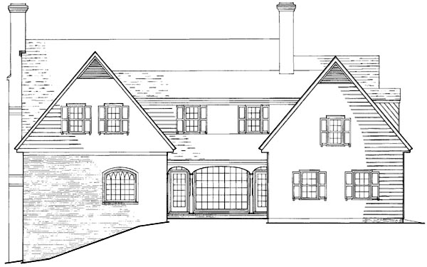 Colonial Cottage Country Farmhouse Southern Traditional Rear Elevation of Plan 86297