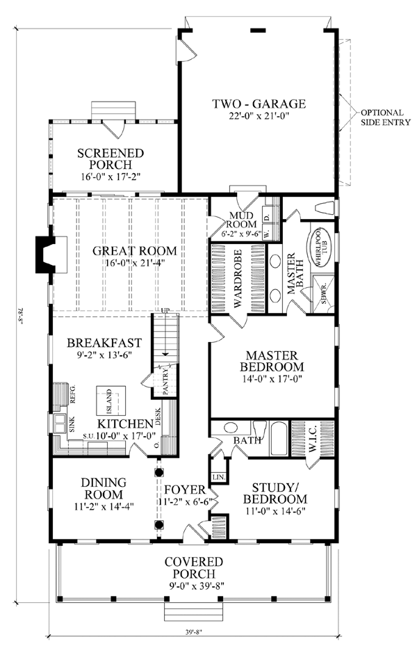 Farmhouse Traditional Level One of Plan 86299