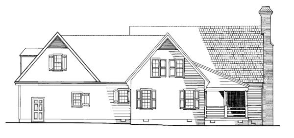 Colonial Traditional Rear Elevation of Plan 86307