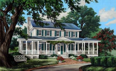 Colonial Cottage Country Farmhouse Southern Traditional Elevation of Plan 86308