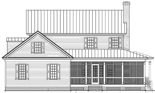 Colonial Cottage Country Farmhouse Southern Traditional Rear Elevation of Plan 86308
