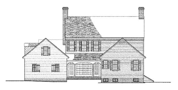 Colonial Rear Elevation of Plan 86319