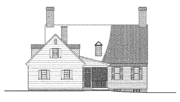 Colonial Traditional Rear Elevation of Plan 86322