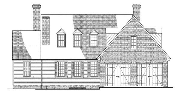 Cape Cod Colonial Rear Elevation of Plan 86326