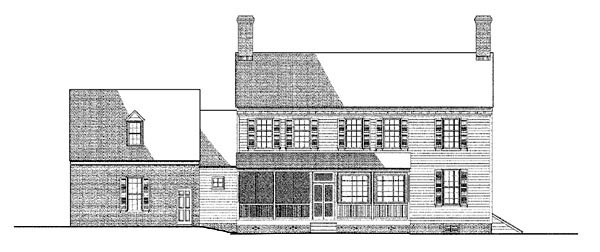 Colonial Traditional Rear Elevation of Plan 86327