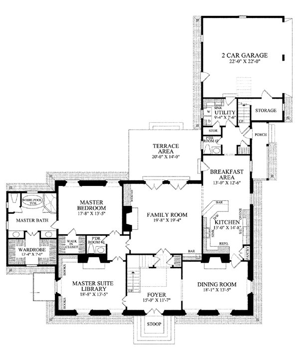 Colonial Plantation Traditional Level One of Plan 86328