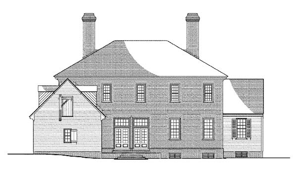 Colonial Plantation Traditional Rear Elevation of Plan 86328