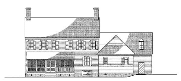 Colonial Rear Elevation of Plan 86329