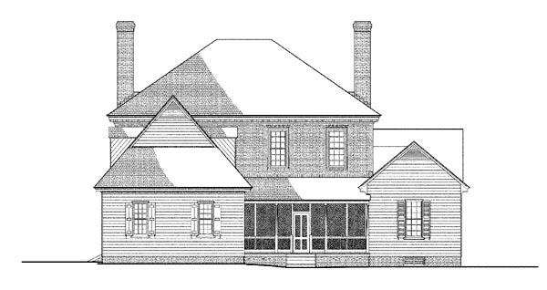 Colonial Southern Rear Elevation of Plan 86330