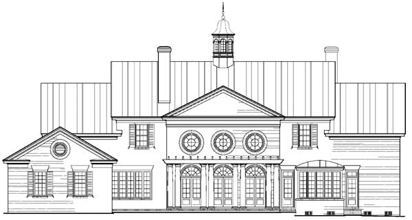 Plantation Southern Rear Elevation of Plan 86331